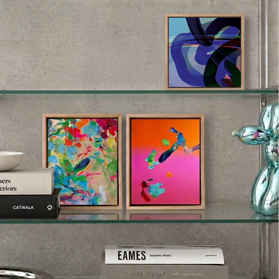 Mini Fine Art Print auf Atelier-Leinwand: "3er Set, Wild Garden und WG Live, Into the blue"